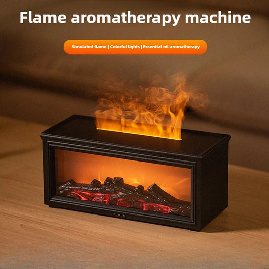 Cheminée, machine d'aromathérapie, simulation 3D de flamme, lumière ambiante, petit humidificateur d'air à grain de bois pour la maison