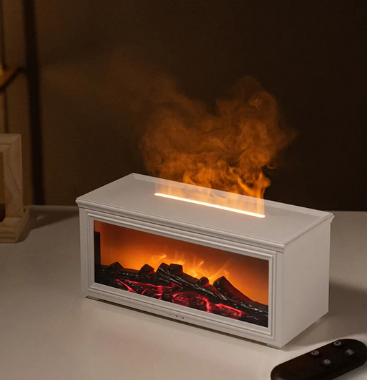 Cheminée, machine d'aromathérapie, simulation 3D de flamme, lumière ambiante, petit humidificateur d'air à grain de bois pour la maison